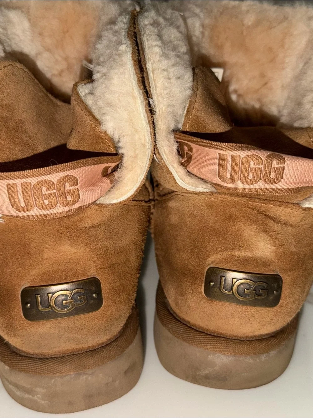 UGG Chestnut Suede Short Boots with Shearling Lining